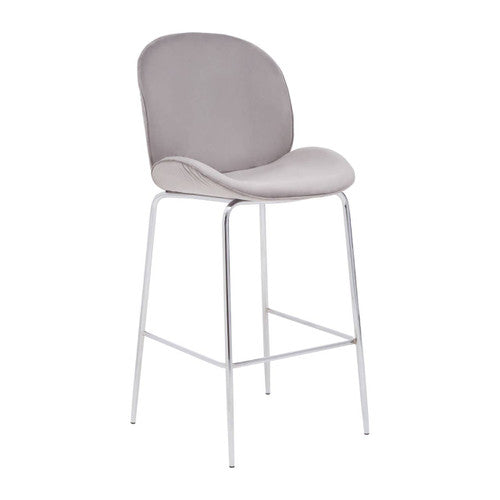 Tamzin Mink Velvet Chrome Finish Bar Chair