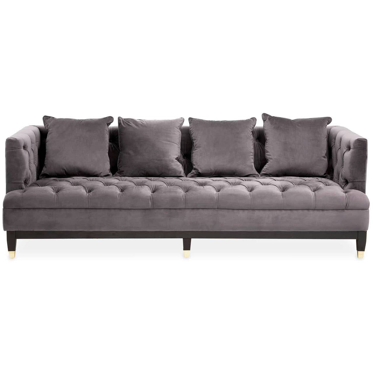 Sefira Grey Fabric Modern Chesterfield 3 Seat Sofa