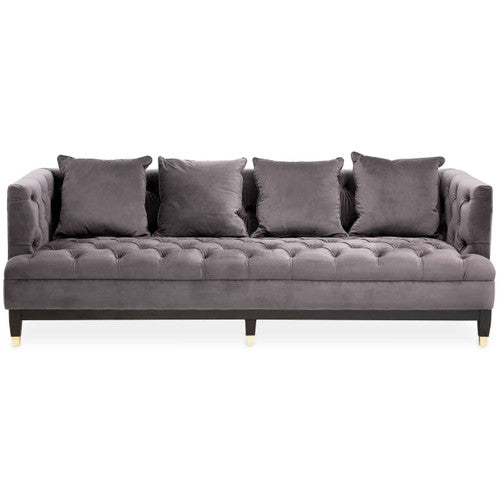 Sefira Grey Fabric Modern Chesterfield 3 Seat Sofa