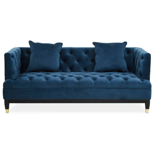Sefira Navy Fabric Modern Chesterfield 2 Seat Sofa
