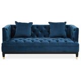 Sefira Navy Fabric Modern Chesterfield 2 Seat Sofa