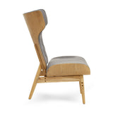 Vinsi Grey Velvet Chair With Winged Back