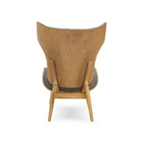 Vinsi Grey Velvet Chair With Winged Back