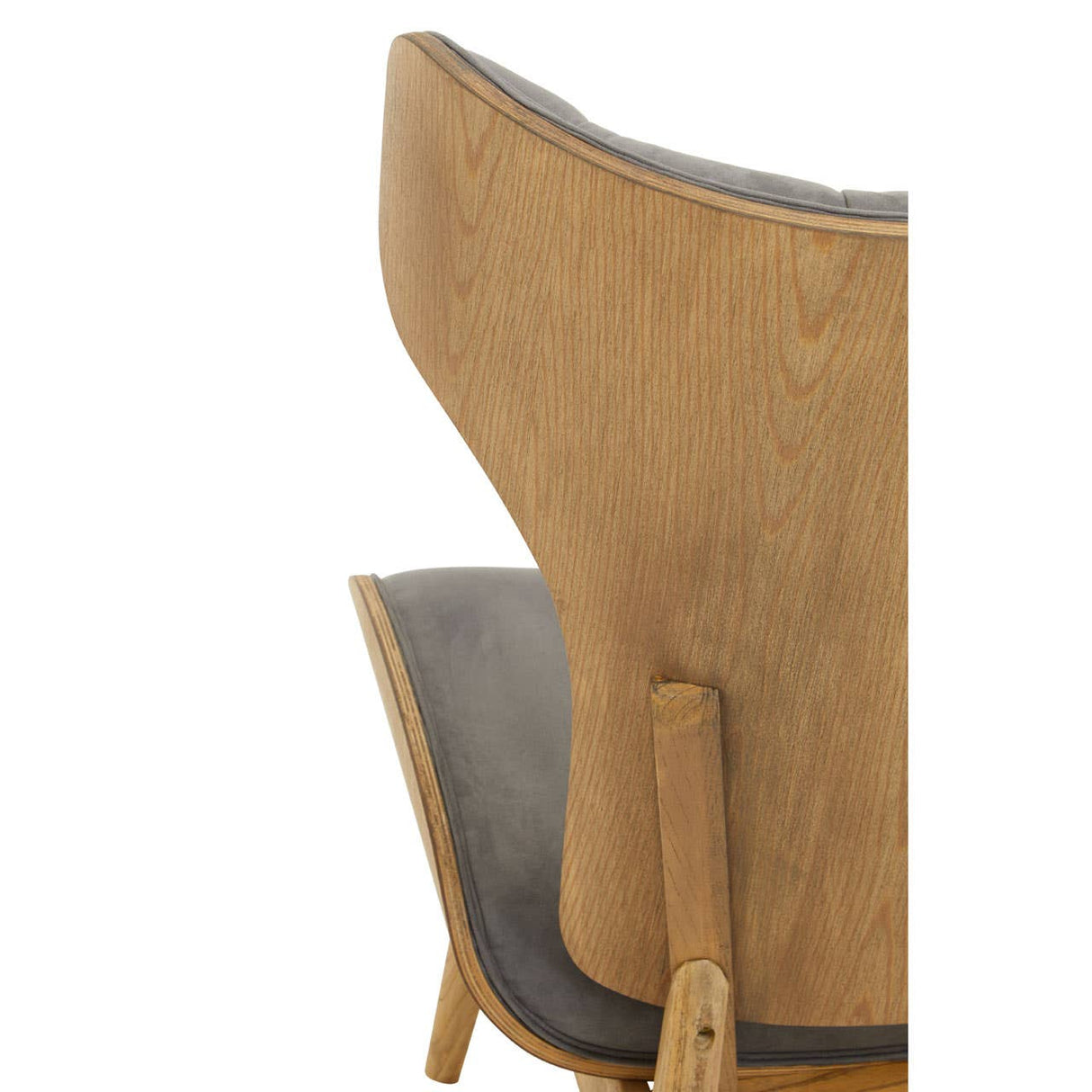 Vinsi Grey Velvet Chair With Winged Back
