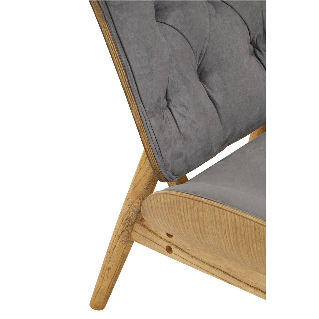 Vinsi Grey Velvet Chair With Winged Back