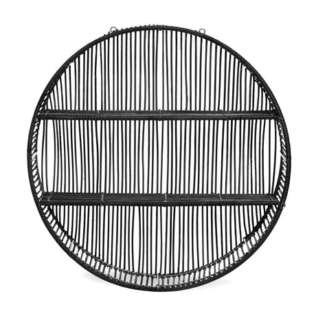 Batu Large Black Rattan Wall Shelf