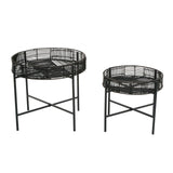 Batu Set Of 2 Black Rattan Side Tables