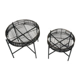 Batu Set Of 2 Black Rattan Side Tables