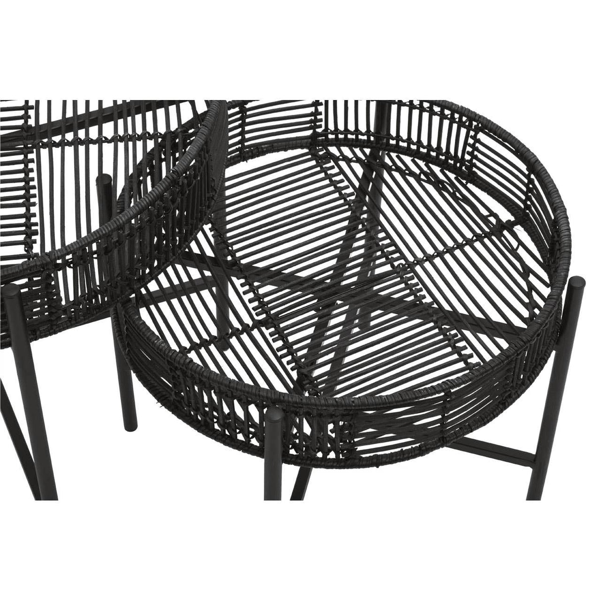 Batu Set Of 2 Black Rattan Side Tables