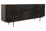 Jakara Black Finish Sideboard with 4 Doors and 3 Drawers