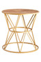 Jodi Round Wooden Side Table with Gold Frame