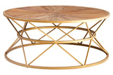 Jodi Round Wooden Coffee Table with Gold Frame