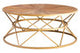 Jodi Round Wooden Coffee Table with Gold Frame