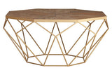 Jodi Octagonal Wooden Coffee Table with Gold Frame