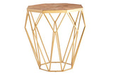 Jodi Octagonal Wooden Side Table with Gold Frame