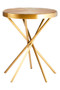 Jana Round Wooden Side Table with Gold Frame