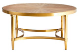 Jana Round Wooden Coffee Table with Gold Frame