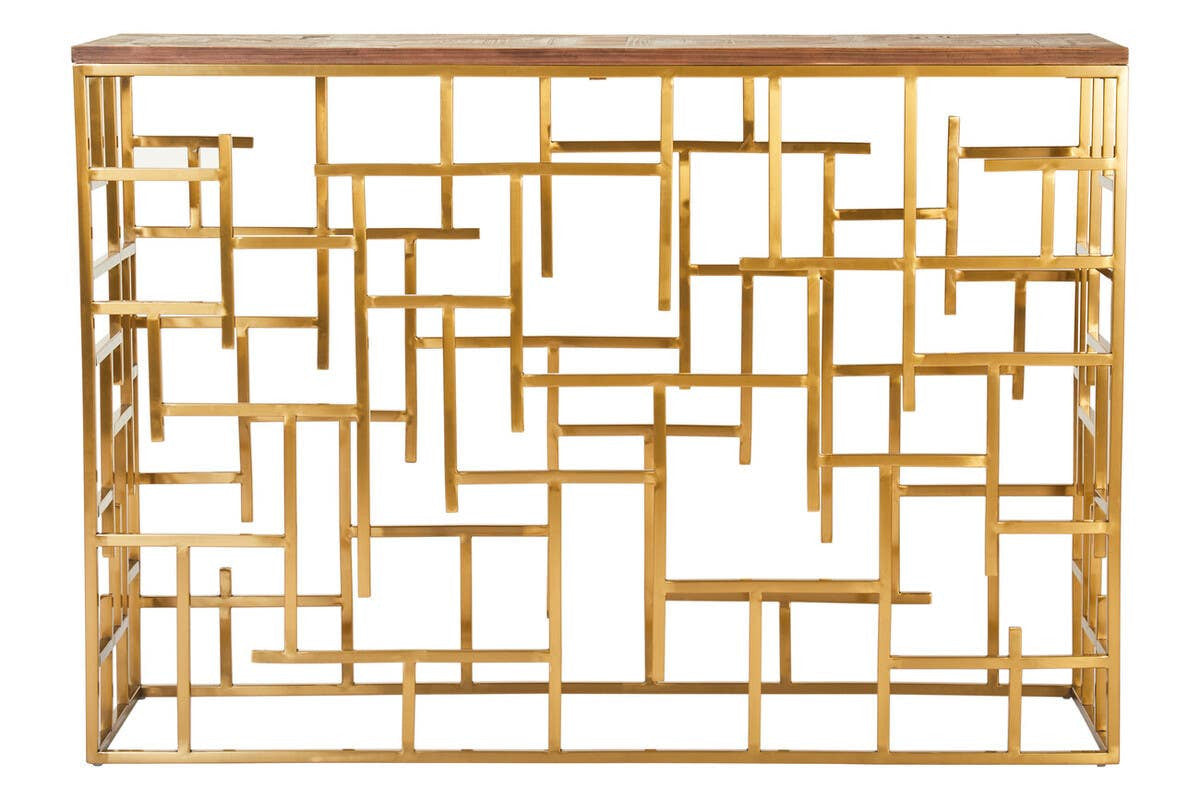 Jana Wooden Console Table with Gold Frame