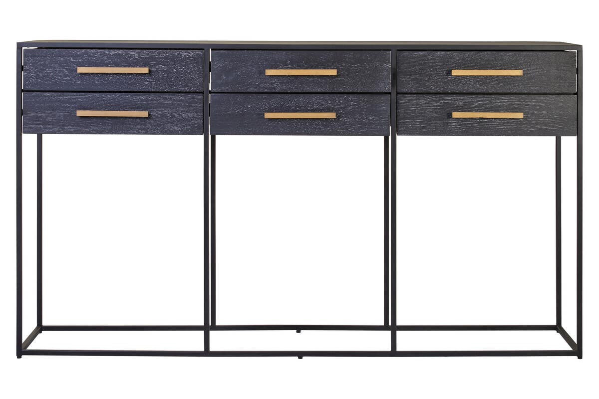Judd Black Finish 6 Drawer Console Table