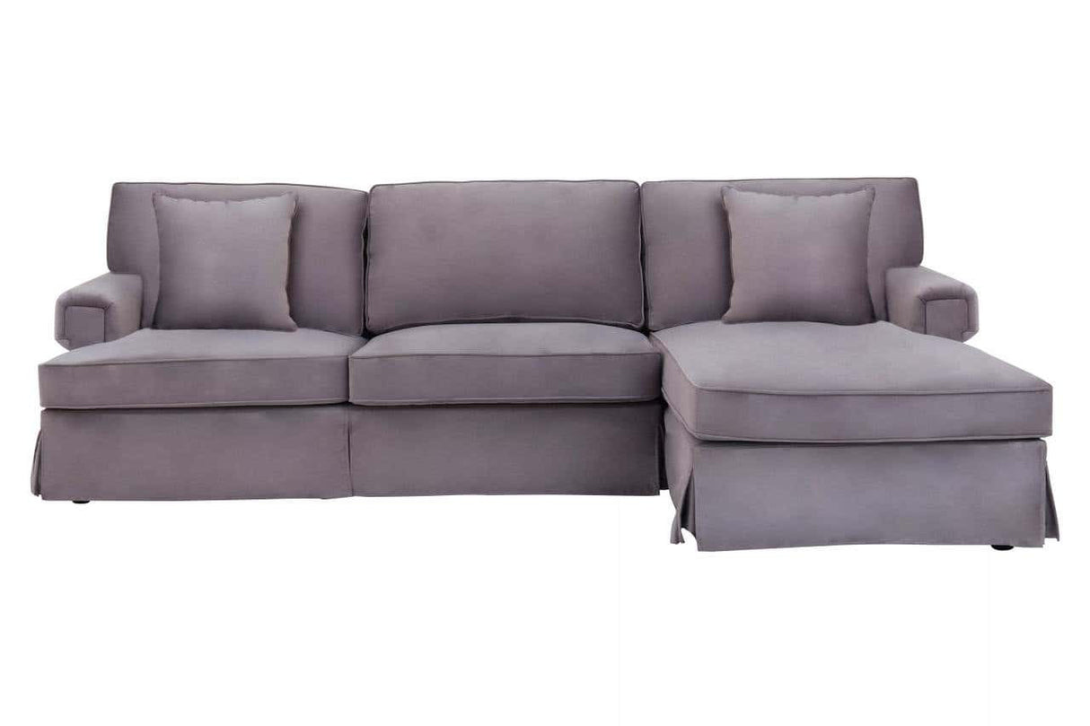 Ralph Three Seat Grey Velvet Chaise Sofa