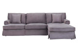 Ralph Three Seat Grey Velvet Chaise Sofa