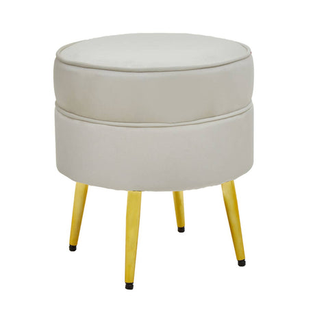 Tamra Round Velvet Gold Leg Footstool