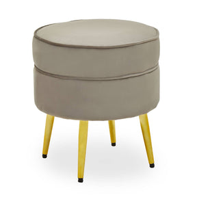 Tamra Round Velvet Gold Leg Footstool