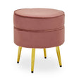 Tamra Round Velvet Gold Leg Footstool