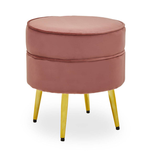 Tamra Round Velvet Gold Leg Footstool