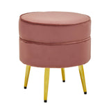 Tamra Round Velvet Gold Leg Footstool