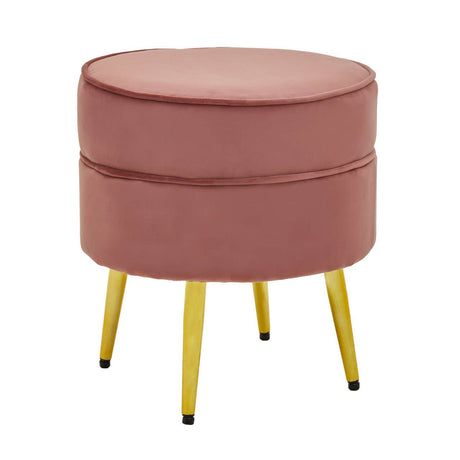 Tamra Round Velvet Gold Leg Footstool