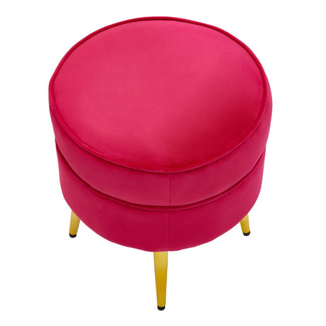 Tamra Round Velvet Gold Leg Footstool