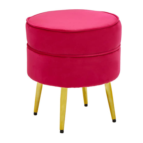 Tamra Round Velvet Gold Leg Footstool