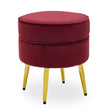 Tamra Round Velvet Gold Leg Footstool