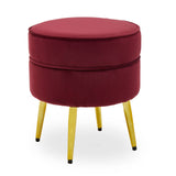Tamra Round Velvet Gold Leg Footstool