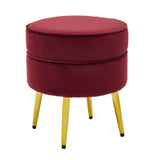 Tamra Round Velvet Gold Leg Footstool