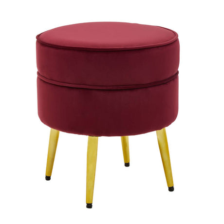 Tamra Round Velvet Gold Leg Footstool