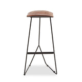 Nandri Distressed Brown Leather Bar Stool