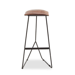 Nandri Distressed Brown Leather Bar Stool