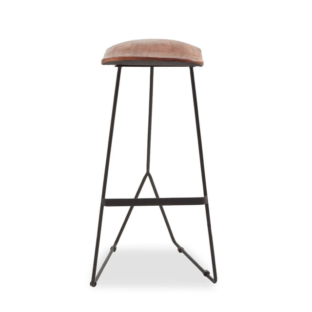 Nandri Distressed Brown Leather Bar Stool