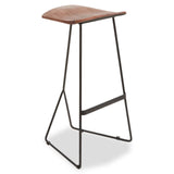 Nandri Distressed Brown Leather Bar Stool