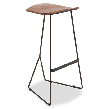 Nandri Distressed Brown Leather Bar Stool