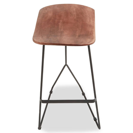 Nandri Distressed Brown Leather Bar Stool