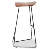 Nandri Distressed Brown Leather Bar Stool