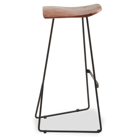 Nandri Distressed Brown Leather Bar Stool