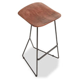 Nandri Distressed Brown Leather Bar Stool
