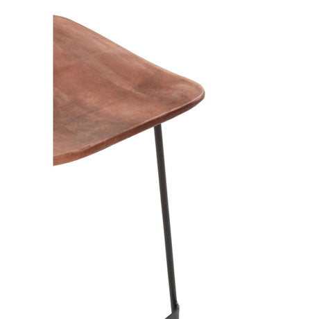 Nandri Distressed Brown Leather Bar Stool