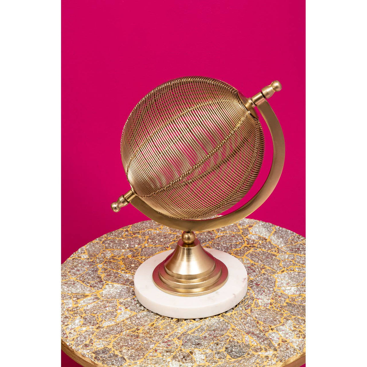 Inventivo Mosaic Top Gold Finish Side Table
