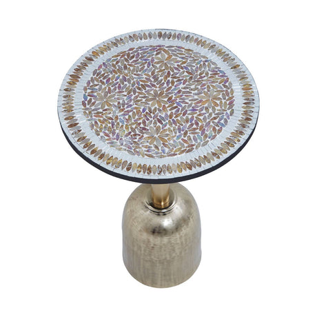 Inventivo Mosaic Top Gold Base Side Table
