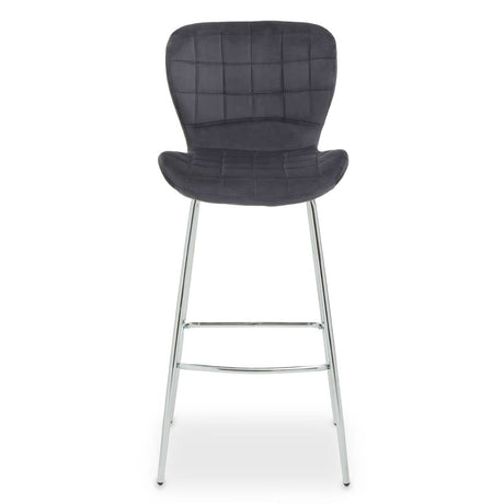 Warton Grey Velvet Bar Chair